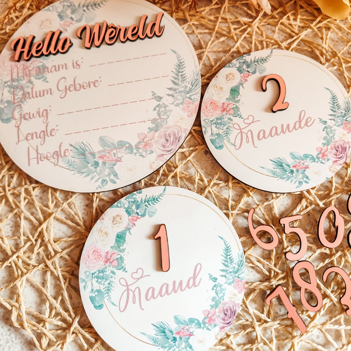 Milestone Disc Set - Floral Hello World