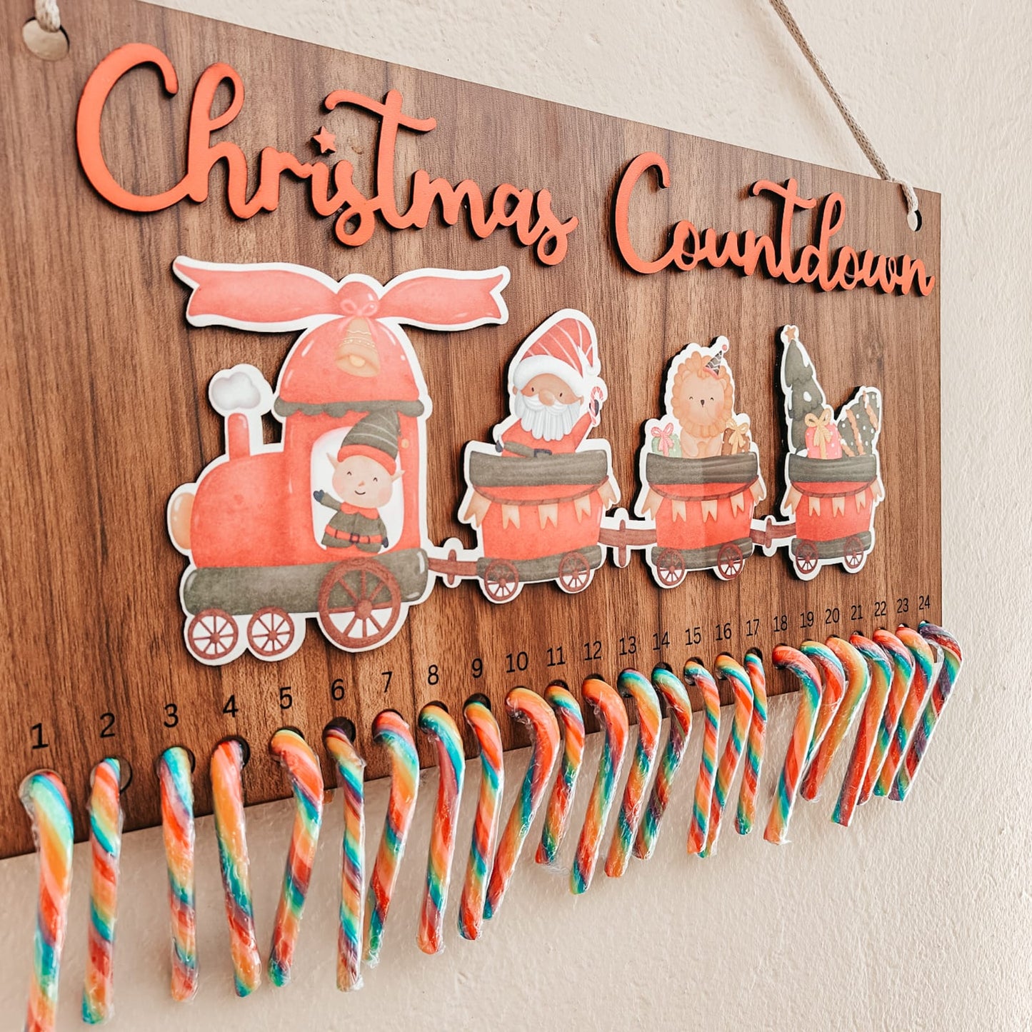 Candy Cane Christmas Countdown Calendar - Father Christmas Train