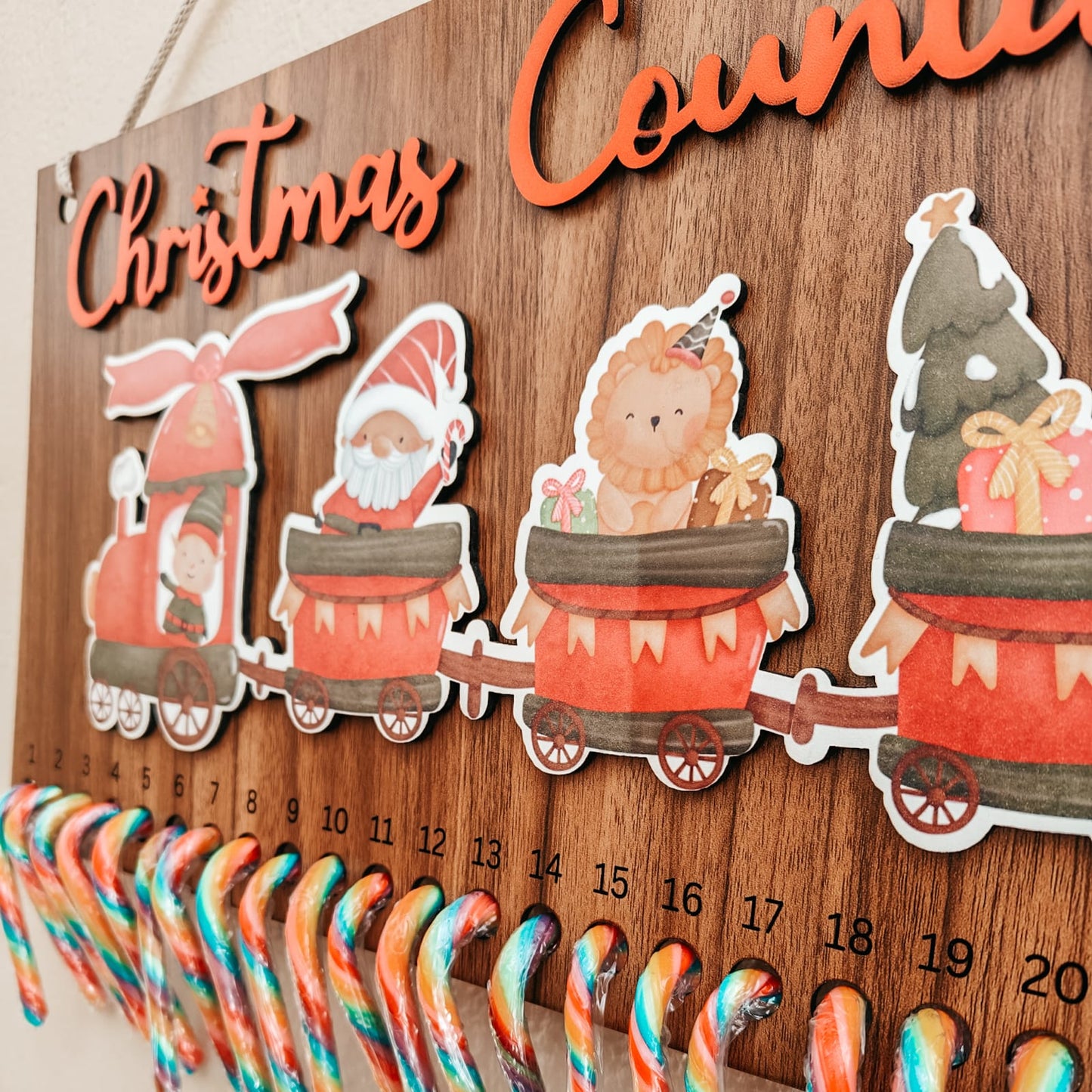 Candy Cane Christmas Countdown Calendar - Father Christmas Train