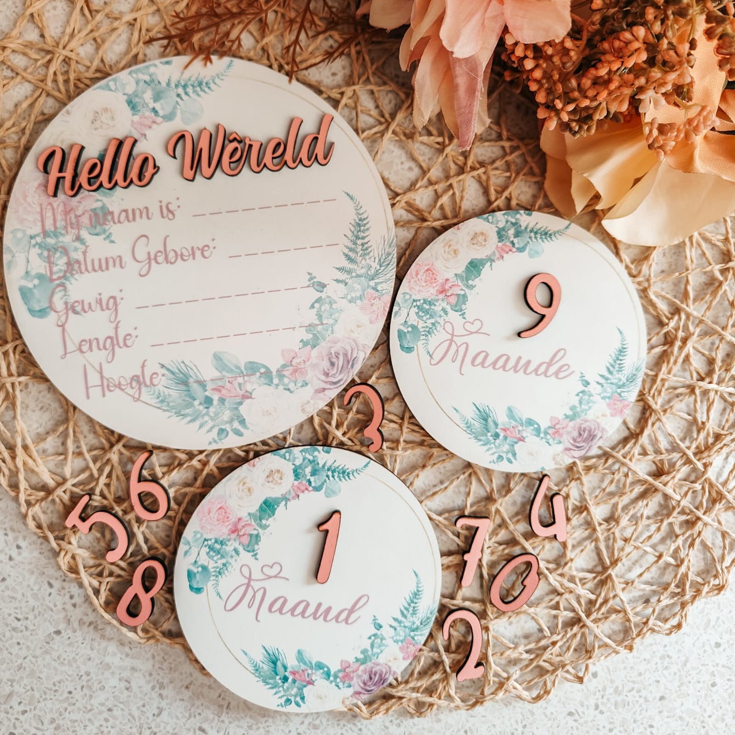 Milestone Disc Set - Floral Hello World