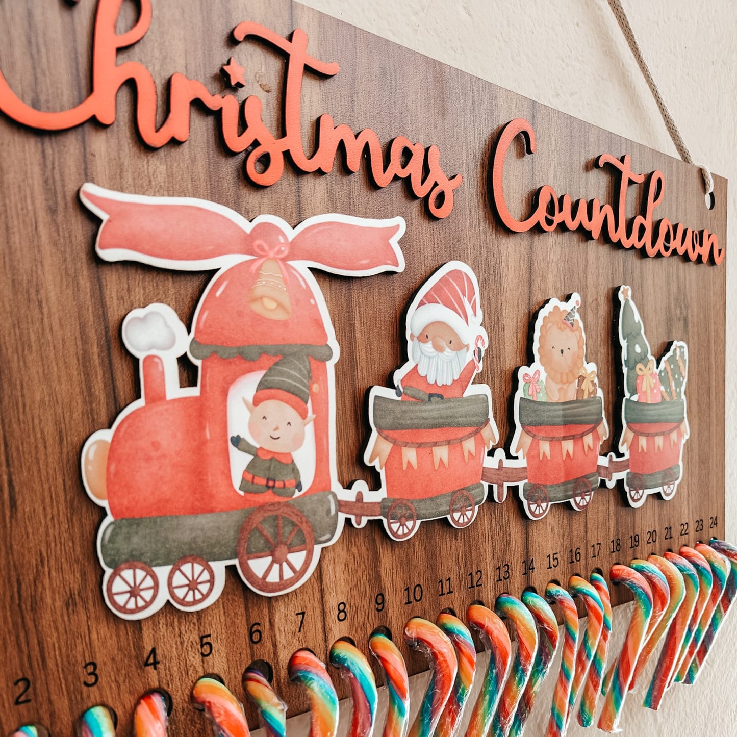 Candy Cane Christmas Countdown Calendar - Father Christmas Train