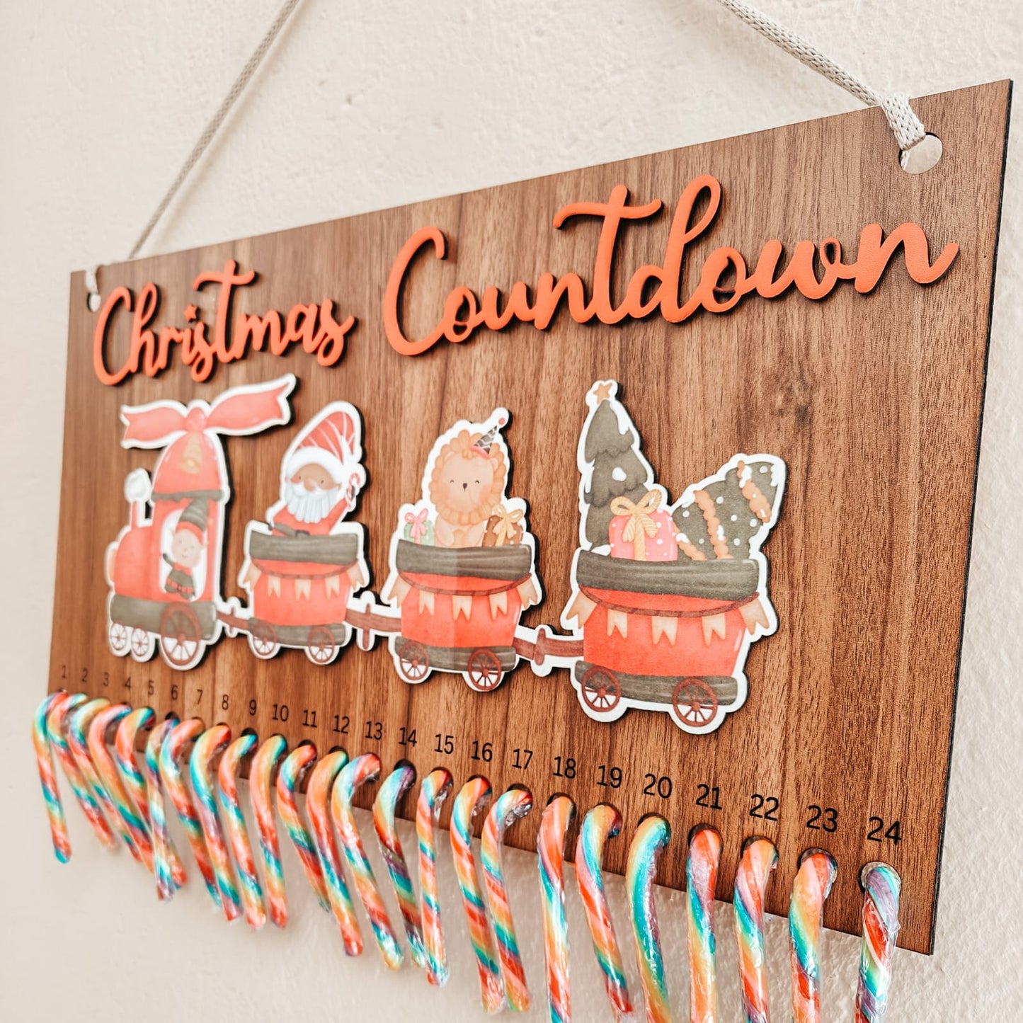 Candy Cane Christmas Countdown Calendar - Father Christmas Train