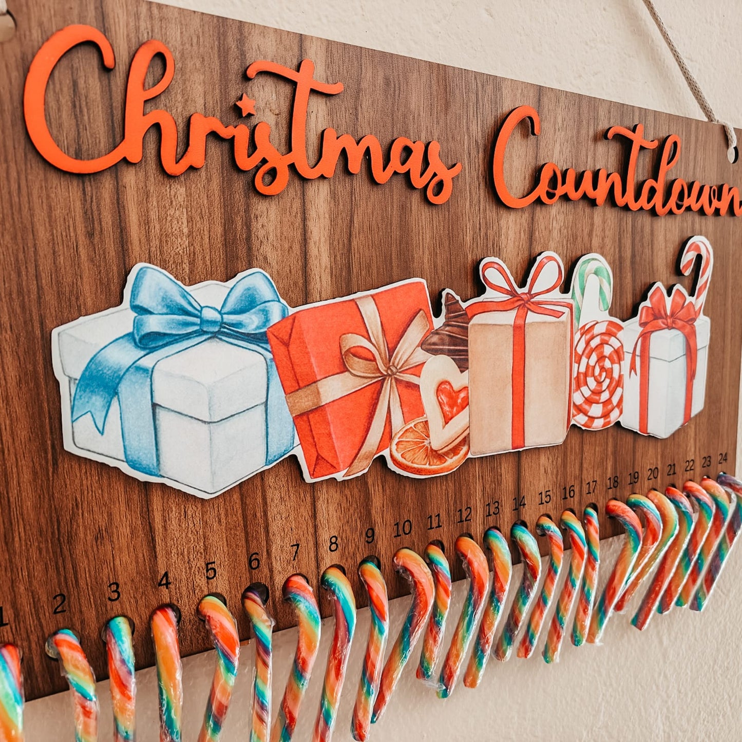 Candy Cane Christmas Countdown Calendar - Gifts