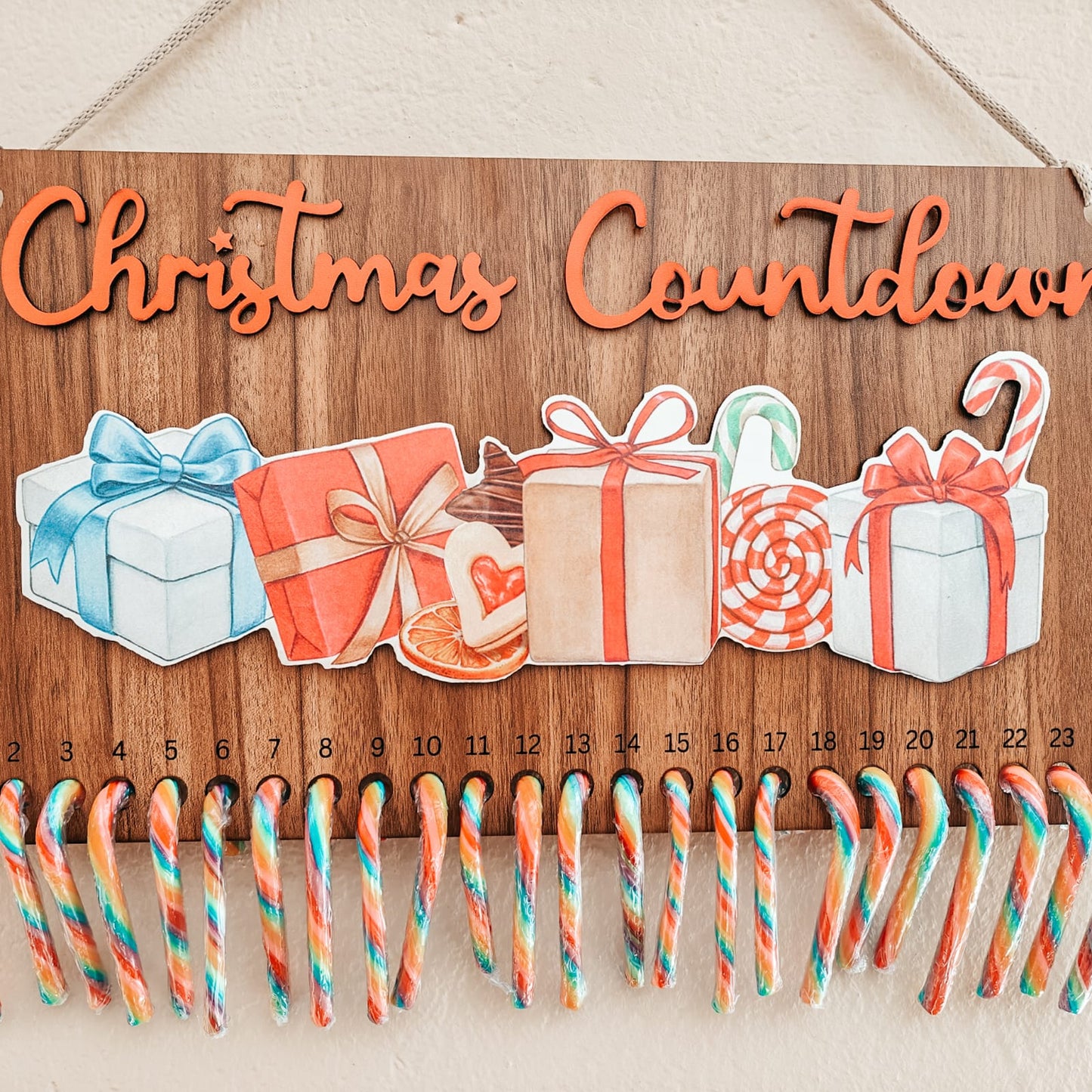 Candy Cane Christmas Countdown Calendar - Gifts