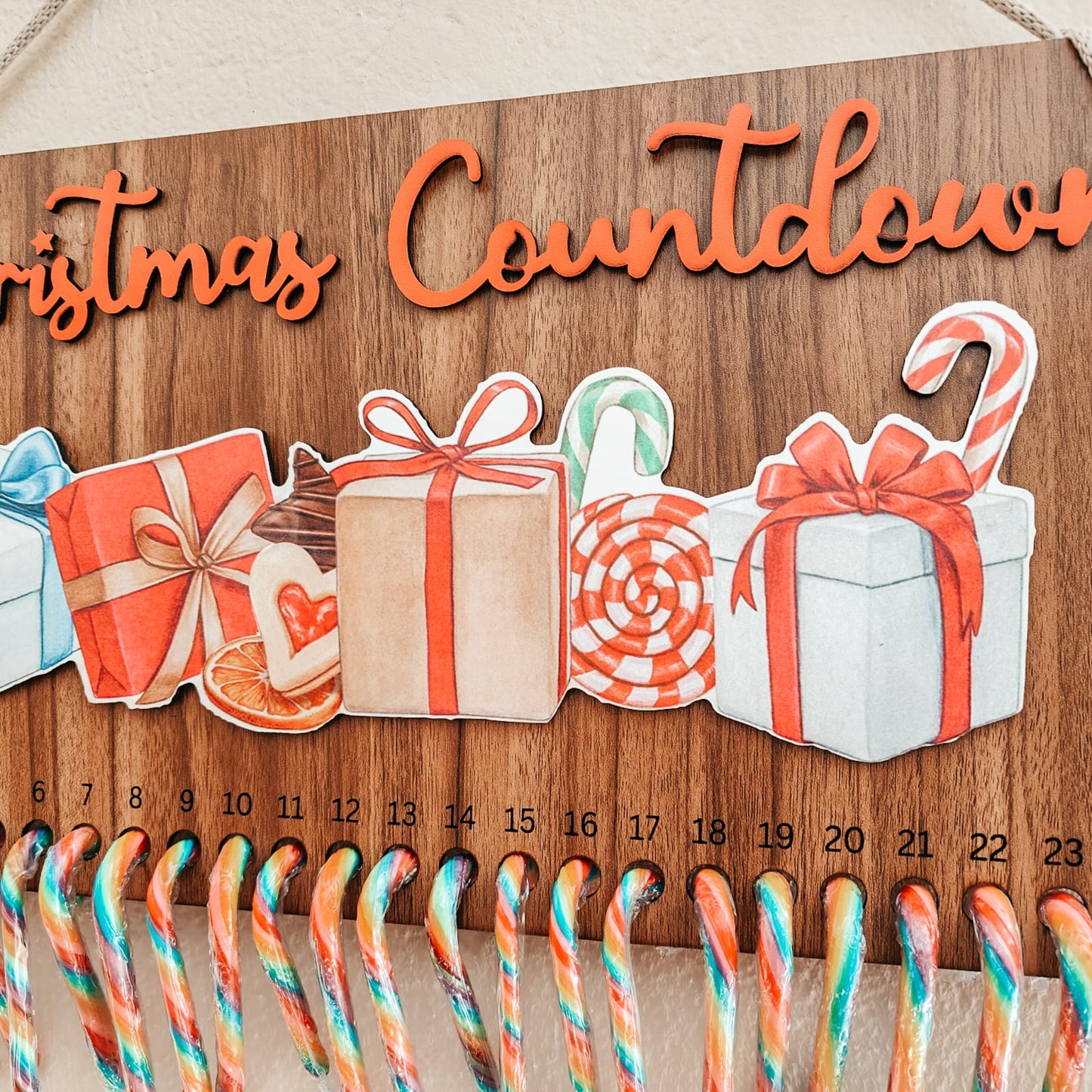 Candy Cane Christmas Countdown Calendar - Gifts