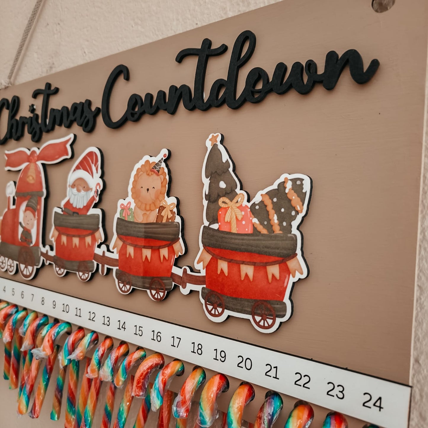 Candy Cane Christmas Countdown Calendar - Father Christmas Train