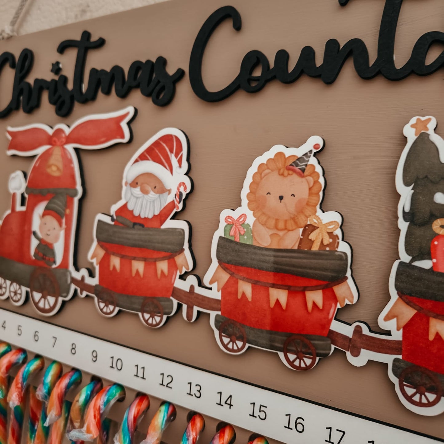 Candy Cane Christmas Countdown Calendar - Father Christmas Train