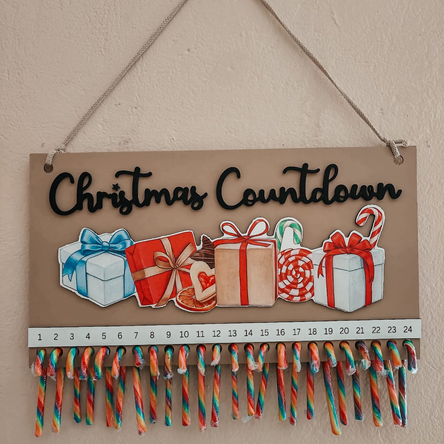 Candy Cane Christmas Countdown Calendar - Gifts