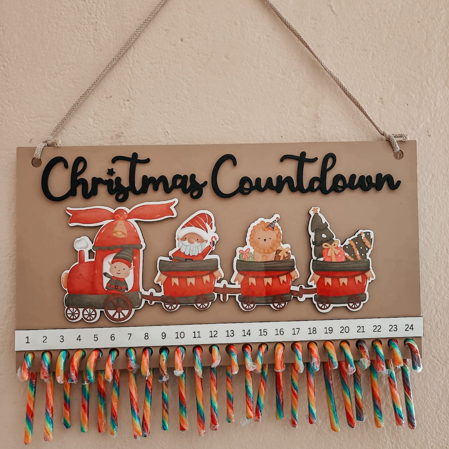 Candy Cane Christmas Countdown Calendar - Father Christmas Train