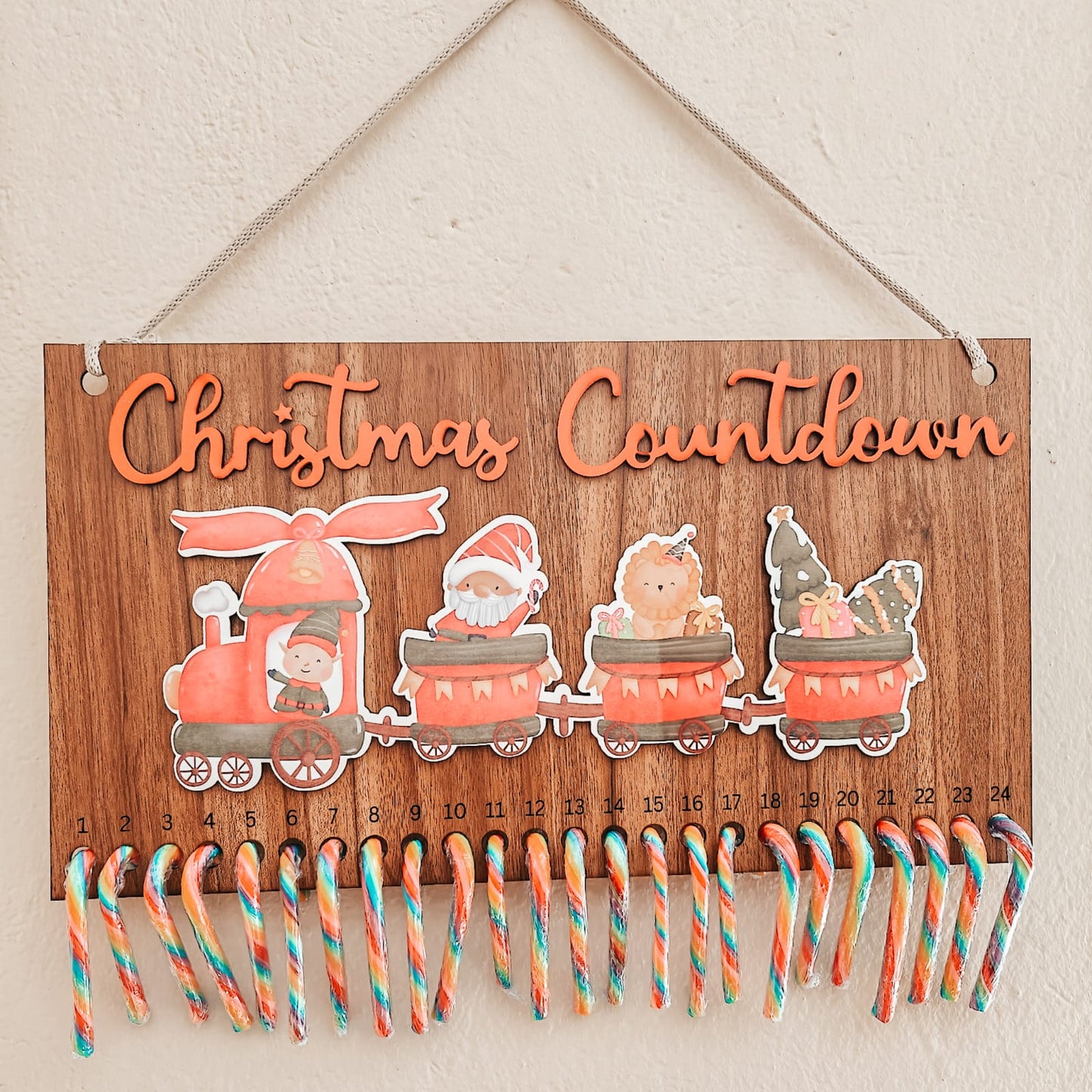 Candy Cane Christmas Countdown Calendar - Father Christmas Train